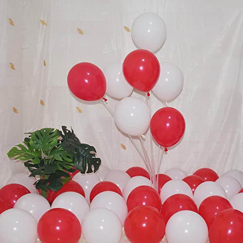 Image of 200 Pcs Red and White 5 Inch Balloons Matte Thicken Latex Small Balloon for Wedding Birthday Graduation Baby Shower Christmas Valentine's Day Party Decorations