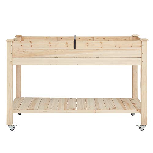 Wooden Raised Garden Bed Kit With Legs Elevated Garden Bed Elevated Planter Box On Lockable Wheels Storage Shelf For Vegetables #TOP7