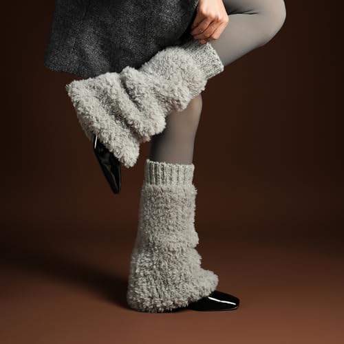 Image of Theater Women Banded Plush Ribbed Leg Warmer - Black | Soft Ribbed Knit with Contrast Band | Stretchable & Stylish | Free Size Layer