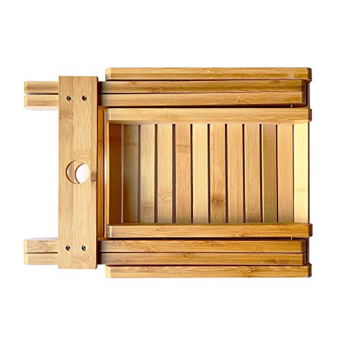Tripdock 12 Inch High Natural Bamboo Folding Stool For Shaving/Shower/Foot Rest/Outside Fishing Chair, Fully Assembled (Natural) #TOP4