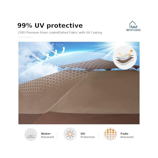 Mfstudio 13x13 outdoor pop up canopy outdoor canopy tent easy set up straight leg folding instant shelter for beachparty and camping 169 sq ft of shade brown  urban country home decor