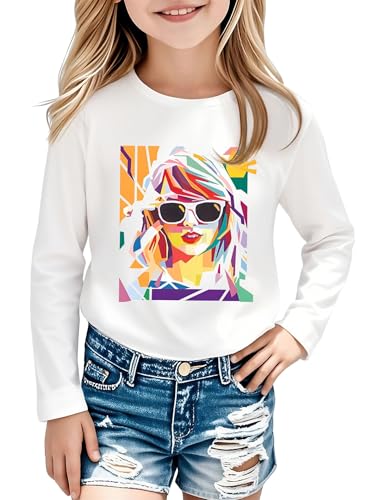 Girls Country Music T-Shirt - Kids Singer Top Letter Graphic Tee Birthday Shirts Gifts Fan Song Tour Concert Outfit(White,150,15013v)