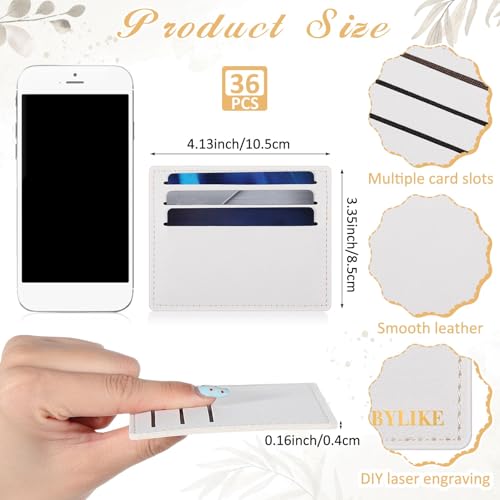 Abbylike 36 Pcs Minimalist Credit Card Holder Bulk Leather Laser Engraving Front Pocket Slim Wallets Rfid Blocking for Women Men Travel Work DIY Gifts2