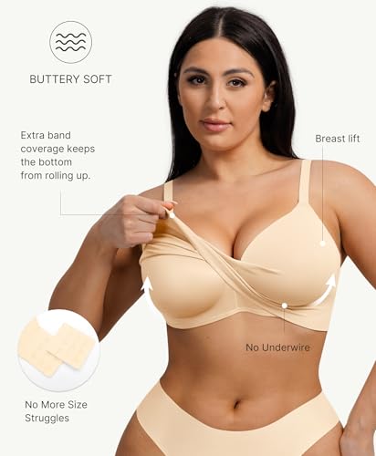 Image of FeelinGirl Wireless Supportive Bra for Women, Seamless Comfort Bralettes No Underwire Full Coverage Everyday Bras