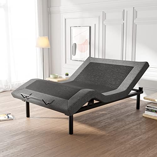 Einfach Motorized Upholstered Adjustable Bed Base, Queen Size Bed Frame with Wireless Remote, Independent Heavy-Duty Motors 2.0, Adjustable Head and Foot Incline, Assembly Required(Bed Base Only)