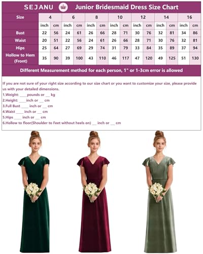 Junior Girls Bridesmaid Dress for Wedding Velvet Short Sleeves Flower Girl Dresses for Teen with Pocket4