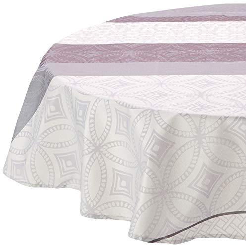 Nydel Nappe Jacquard Gally Gris Anti Tache Enduction Acrylique (Ronde 160 cm) Cover