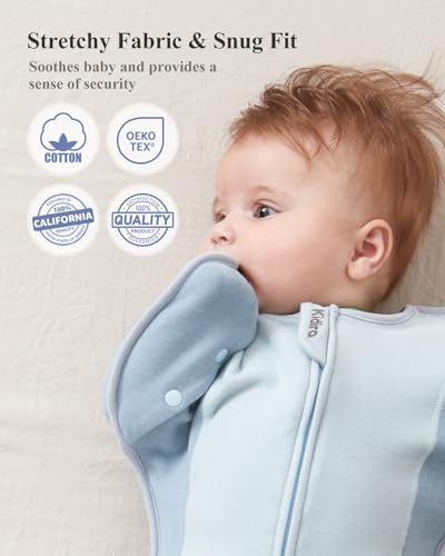 Image of KIDIRA Transitional Swaddle, 2.5 TOG Baby Swaddle 3-6 Months 12-18lb, Arms in /Out Sleep Sack with 2-Way Zipper,Improve Sleep Snug Fit Help Calm Startle Reflex,1 Pack, Blue