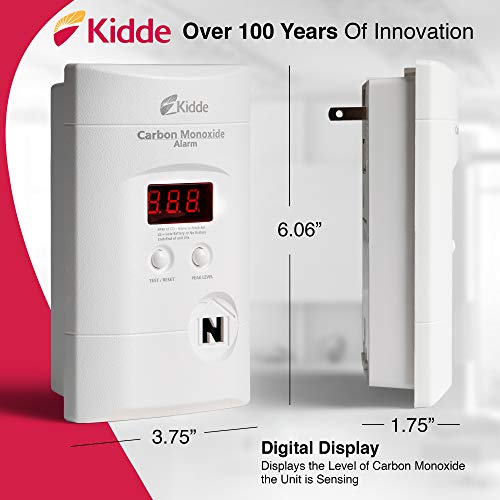 Kidde Nighthawk Plug-In AC/DC Carbon Monoxide Alarm Detector with Digital Display KN-COPP-3 , White - 900-0076-01