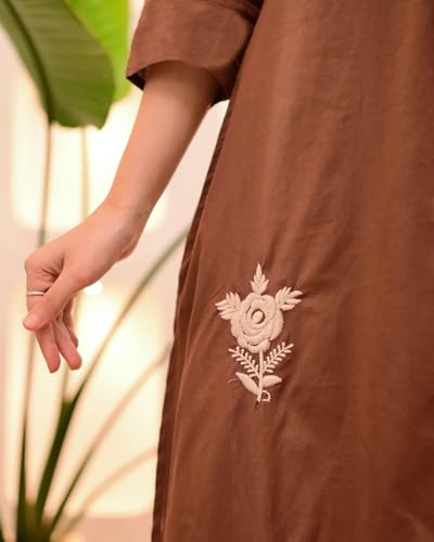 Image of Nermosa Women Embroidery Solid Straight Kurta and Pant Set with Dupatta
