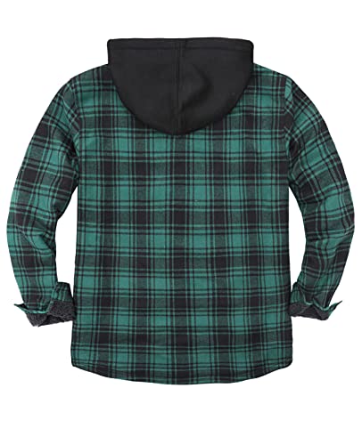 Image of ZENTHACE Men's Sherpa Lined Full Zip Hooded Plaid Shirt Jacket