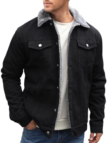 TENGINE Men's Sherpa Lined Trucker Jacket Winter Fleece Lined Den...