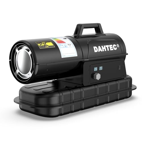 DAHTEC Calefactor Diésel de Alto Rendimiento Térmico 20 kW - Termoventilador Industrial - Superficie Calefactable: 220-300 m² - Para Talleres, Obras y Aplicaciones Agrícolas