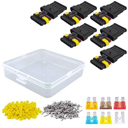 Image of 6 Sets 6 Pin Connector Automotive Electrical Connectors, Way Car Waterproof Electrical Connector Terminals, Wire Connector Plug Kit Male and Female 22-16 AWG