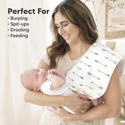 Organic Burp Cloths Baby Boy & Girl - 5-Pack Super Absorbent Cotton Burping Cloths for Babies, Soft & Plush Newborn Spit Up Rags, Infant Towels for Milk Spit Up, Unisex, Large 21" x 10" (Adventurer)