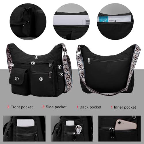 2PCS Nylon Crossbody Bag Set – Waterproof, Lightweight Shoulder Bags with Multiple Pockets for Travel, Work, Daily Use3