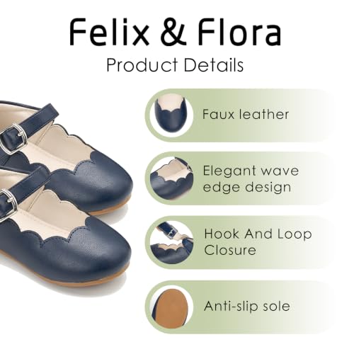 Image of Felix & Flora Toddler Flower Girl Dress Shoes - Baby Girl Ballet Mary Jane Flats for Party School Wedding