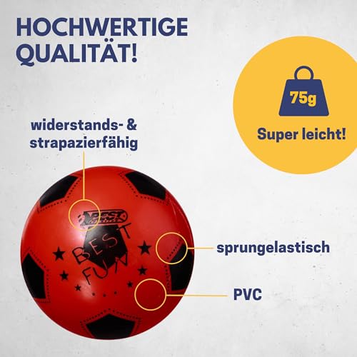 BEST SPORTING PVC-Ball Fun I Leichter Spielball I roter Fußball I hochwertiger Wasserball I 23 cm großer Beachball I bunter Ball Logo I Gummiball I Ball Kinder