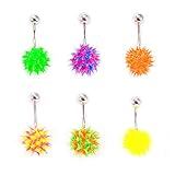 BodyJewelryOnline Belly Button Ring Navel Piercing with Spike Silicone Ball