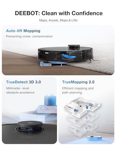 Image of ECOVACS DEEBOT T30 OMNI Robotic Vacuum Cleaner with Mini Station, TruEdge Adaptive Edge Mopping, ZeroTangl Brush Design, 11,000 PA, Hot Water Mop Washing