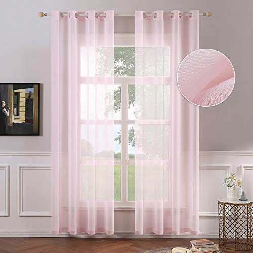 MIULEE doorschijnende raamgordijnen met 2 panelen, elegante voile raampanelen, gordijnen, raamaankleding voor slaapkamer… - Afbeelding 3