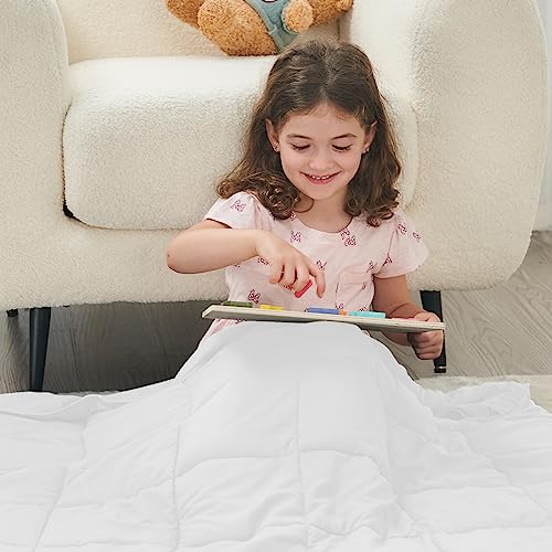 Image of yescool Weighted Blanket (5 lbs, 36 inch x 48 inch, White) Cooling Heavy Blanket, Perfect for 40-60 lbs, Breathable Throw Blanket Gifts with Premium Glass Bead, Machine Washable