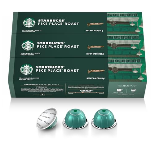 Starbucks by Nespresso Vertuo, Pike Place, Medium Roast Coffee 30-count Coffee Pods, Brews 7.8 oz.