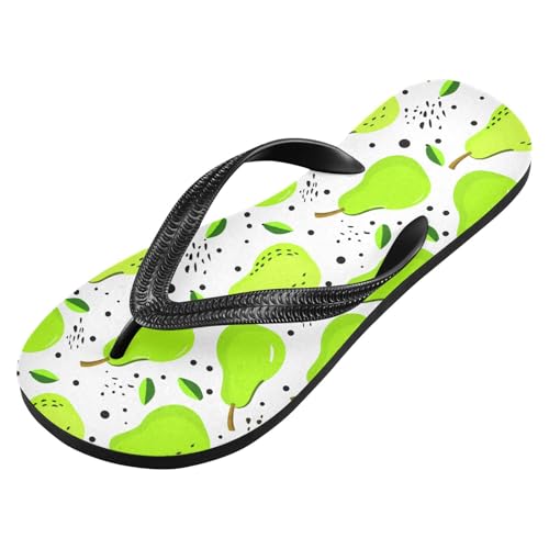 Pear Leaves Dots White Flip Flops for Beach Thong Sandals Anti-slip Lightweight Beach Slippers for Summer Outdoor Travel2