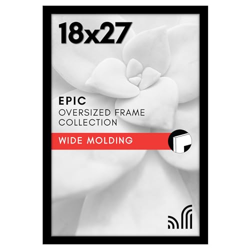 Americanflat 18x27 Poster Frame with Polished Plexiglass - Black Picture Frame - Wide Photo Frames Made of Engineered Wood for Vertical or Horizontal Wall Display - Epic Collection - Black