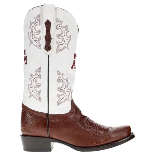 Image of Vaccari Men's Brooks Genuine Smooth Ostrich Leather NCAA Athletics Embroidery Western Cowboy Boots