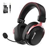 ATTACK SHARK L30Pro Wireless Gaming Headset with 2.4Ghz/BT/Wired, Long Battery Life with Detachable Microphone 7.1 Surround Sound Ultra-Low Latency for PC/PS5/Xbox/Switch/Mobile Black&Red
