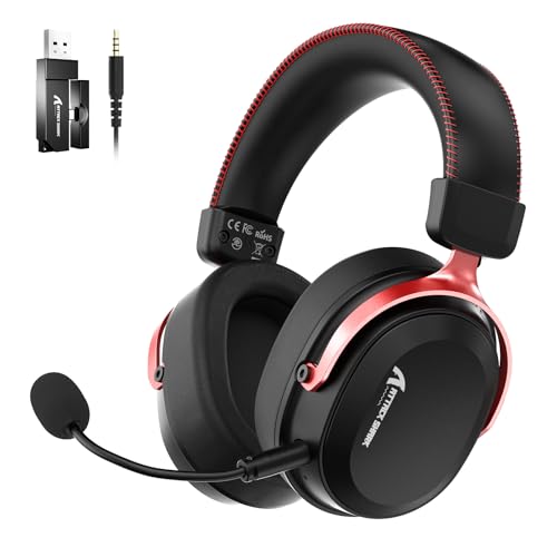 ATTACK SHARK L30Pro Wireless Gaming Headset with 2.4Ghz/BT/Wired, Long Battery Life with Detachable Microphone 7.1 Surround Sound Ultra-Low Latency for PC/PS5/Xbox/Switch/Mobile Black&Red by ATTACK SHARK - Used condition - US$31.94