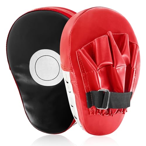 pangdapengpeng Manoplas Boxeo, Almohadillas Kickboxing Curvadas, Paos Muay Thai para Entrenamiento de Artes Marciales, Karate, Taekwondo, Ejercicios de Fitness (Rojo)
