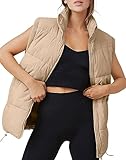 AUTOMET Puffer Vest Women Sleeveless Zip Up Outerwear Warm Puffer Lightweight Down with Pocket Fall Winter Jackets Coats 2025 Khaki S