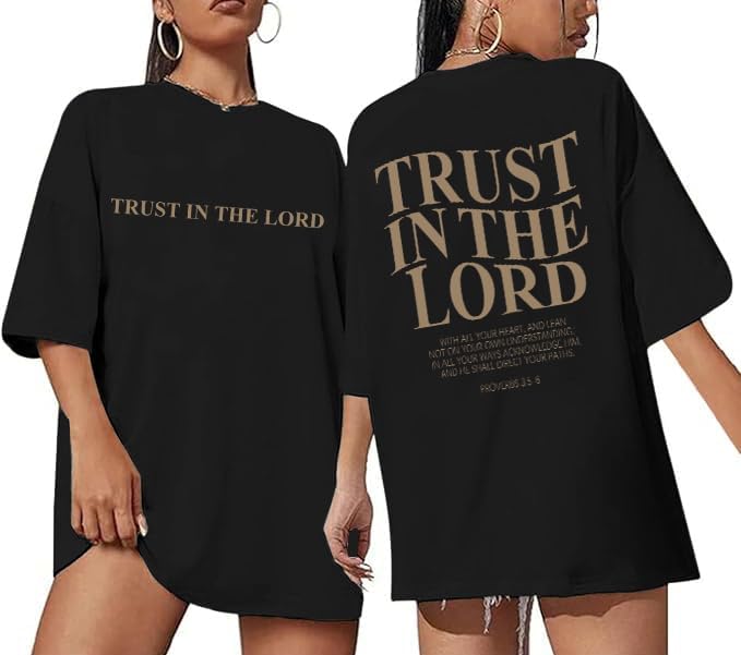 Christian Faith Tshirt Oversized Jesus Shirts for Women Trust in The Lord Saying Tee Tops