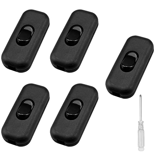 5 Stück 250V Schnur-Zwischenschalter, Lampenschalter, Zuleitungsschalter für 1-3-adriges Kabel Haushaltstischlampe Wandlampe, mit Schraubendreher Cover