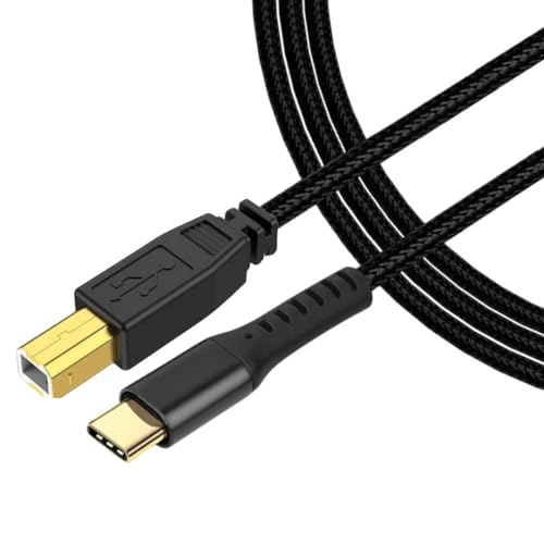 Image of Aliens USB Type C to USB B 2.0 Printer Cable Cord, High Speed 480Mbps data transfer, Nylon Braided Fiber Jacket for Scanners, Printers, Fax Machine, MacBook Pro,HP,Canon,Epson,DIMI(Black-1.5M /4.9Ft)