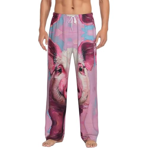 Pantalon de pyjama en flanelle rose pour homme en taille L, coloris blanc