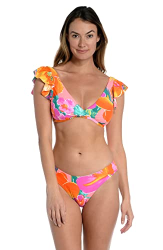 Haut de bikini à volants La Blanca Hot Coral au maintien remarquable