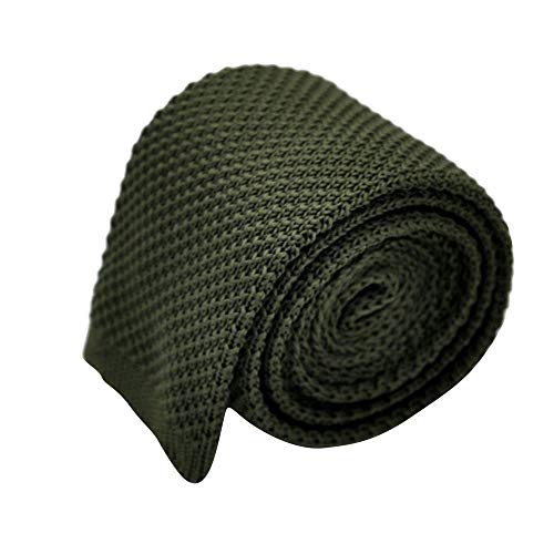 Ecravate - Cravate tricot pour homme. Kaki uni. Slim et bout carré Cover