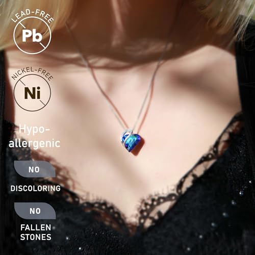Image of Leafael Gift Necklaces for Women, Infinity Love Birthstone Heart Crystal Pendant, Birthday Anniversary Jewelry for Wife, Mom, and Her, Silver Plated, 18 inch + 2 inch Adjustable Chain