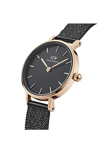 Image of Daniel Wellington Petite Analog Watch for Women with Black Round Dial & Black Stainless Steel Bracelet Band Water Resistant Women's Wrist Watches - DW00100441