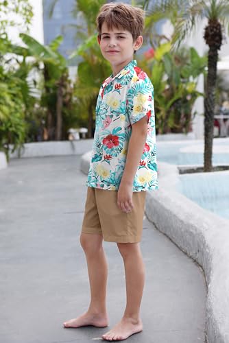 Image of Cromoncent Matching Hawaiian Outfits for Family, Dad and Son Matching Luau Beach Tropical Shirts Mommy Daughter Tropical Sets
