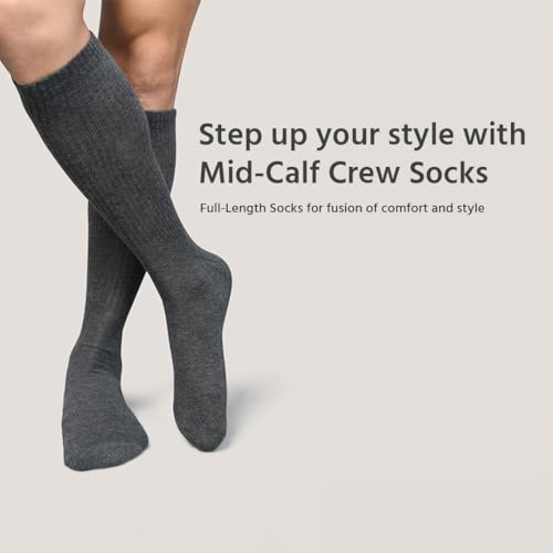 Image of BALENZIA Crew Men's Socks |Formal Dress Cotton Solid Color Full Length Lightweight Casual Business Regular Sock