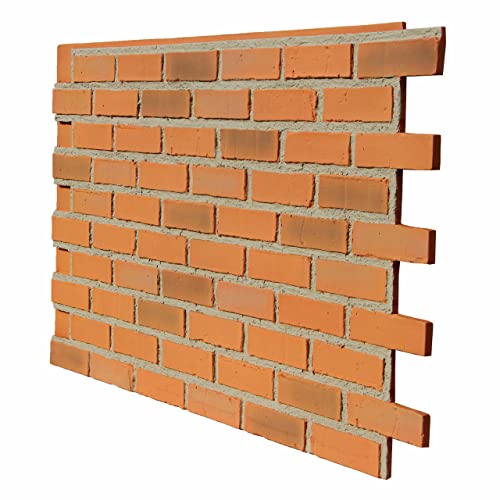 From Plain To Beautiful In Hours BB-4324 3D British Faux Brick Wall Panel, Terracotta, 6 Pack
