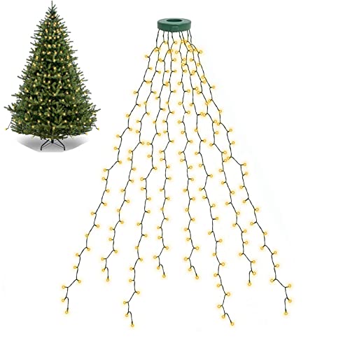 Image of BOLWEO Christmas Tree Lights, 280LED Christmas Lights for Tree 8 Modesfor 6ft-7ft Christmas Tree, UL Certified Indoor Outdoor Christmas Decorations 8 * 6.6ft Drops Warm White
