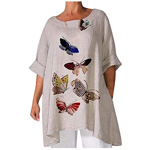 Damen Pullover T-Shirt mit Retro-Schmetterlings-Gänseblümchen-Print...