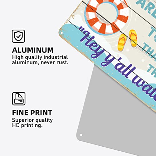 Rousen Pool Decor Sign, Pool Decorations Outdoor, Perfect For Beach, Home, Bar, Pool Deck, And Backyard Walls, Metal Sign Dimensions Are 12X8 Inch, 4 Holes For Easy Hanging - Pool Rules #TOP1