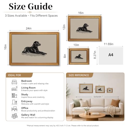Œuvre d'art vintage Cnavas chien noir tableau déco ferme et bureau - 5