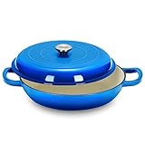 Klee Enameled Cast Iron Covered Casserole Dish with Lid, 3.8 Qt, 12-inch (Blue)